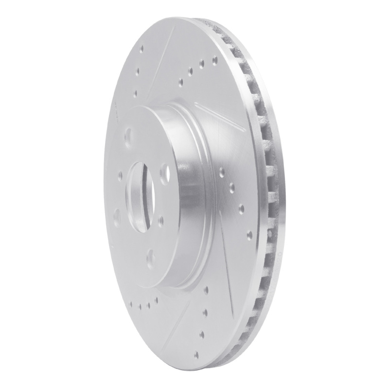 Toyota Yaris Brake Rotor (1) - Front Left - R1 Concepts - Drilled & Slotted - Silver - `12-`18